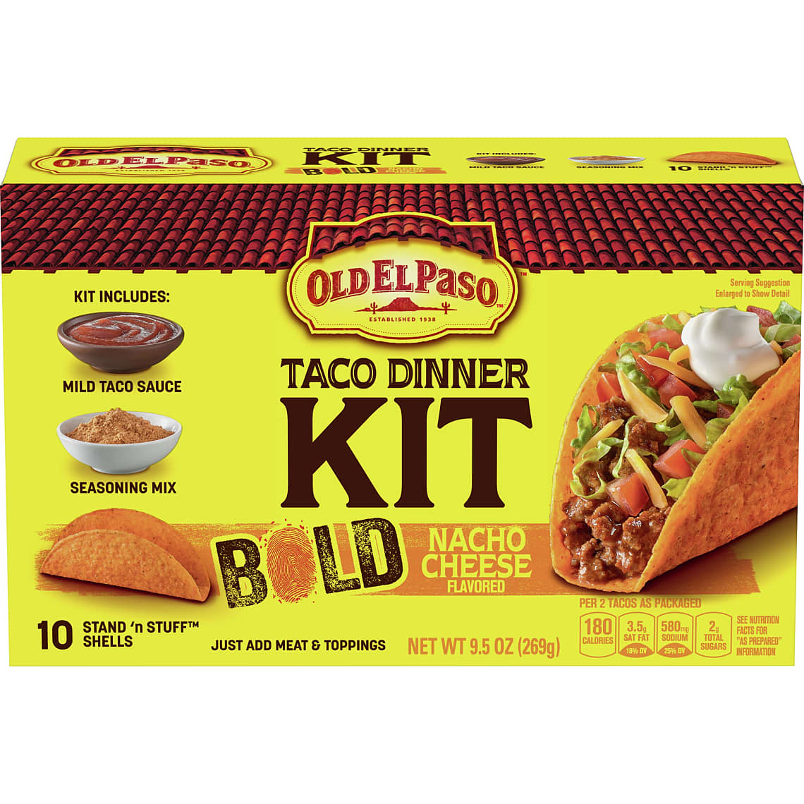 Stand N Stuff Bold Nacho Cheese Flavored Taco Dinner Kit 9 oz